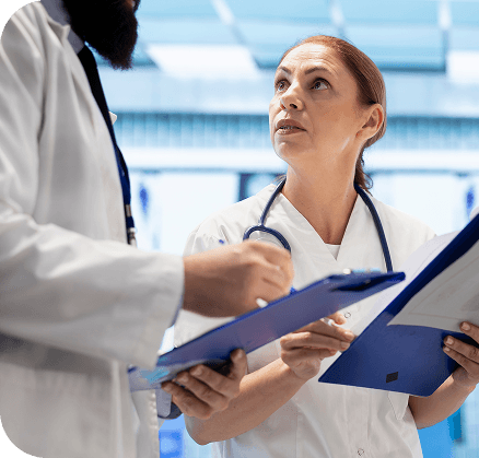 Healthcare workers collaborating